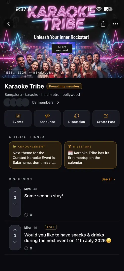 A music and karaoke community in the Manch.Spot app