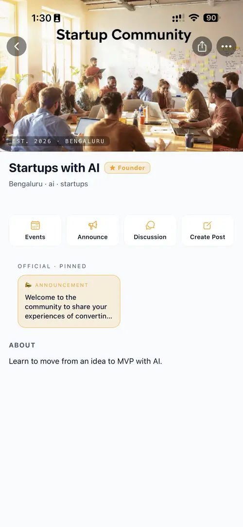 A startups community in the Manch.Spot app